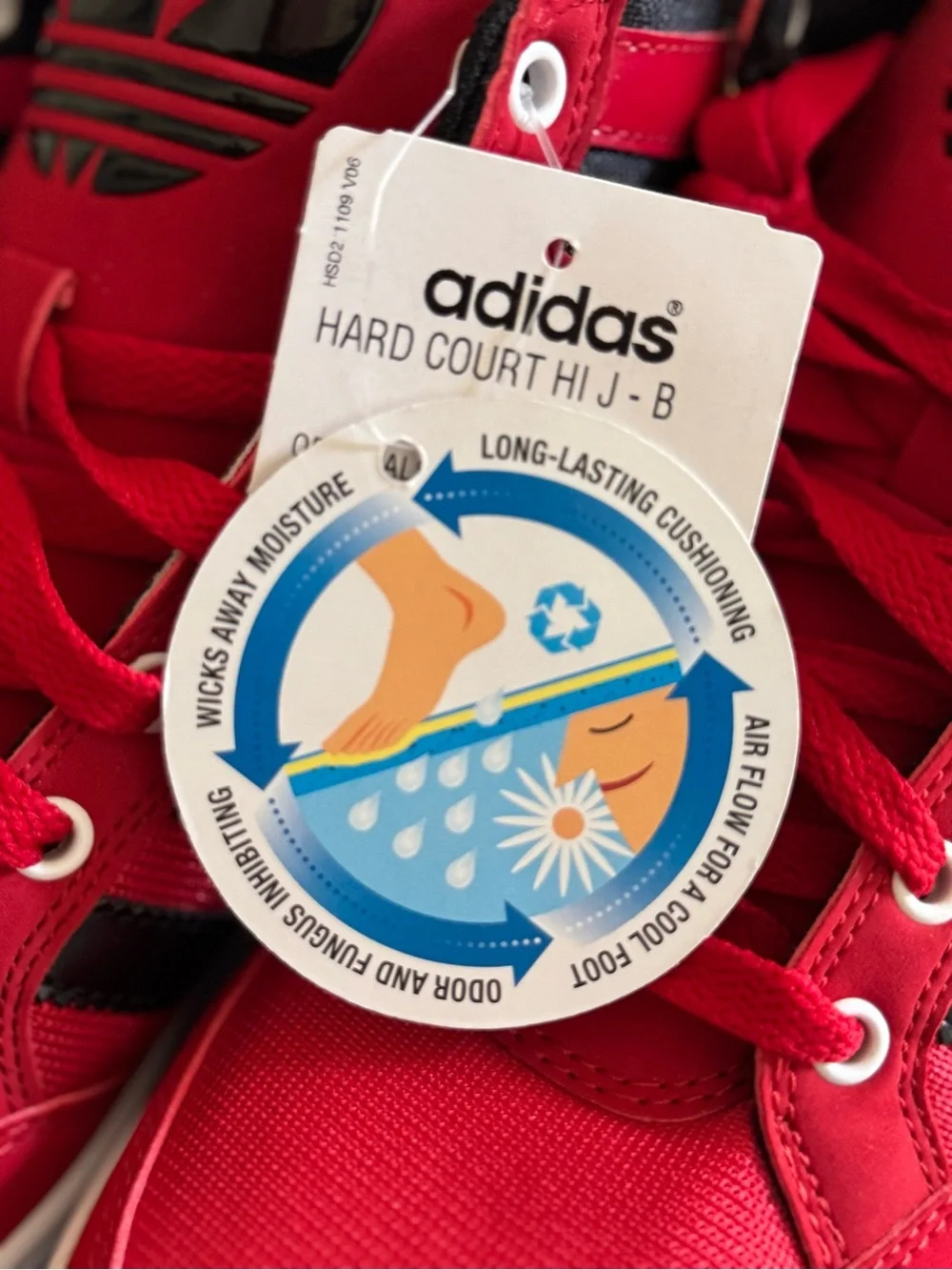 Adidas Originals Hard Court Hi J Red Black High Top Sneakers US 6 - NIB